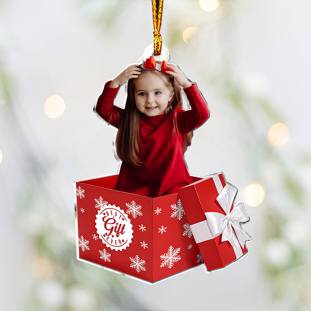 Le plus beau cadeau de tous les temps ! Téléchargement photo - Ornement familial personnalisé en forme de pièce unique