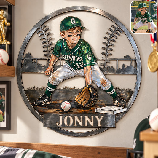 Personalisierte Metalltafel für Softball/Baseball-Kinder oder jeden Sport - 3D-gedruckte Metalltafel