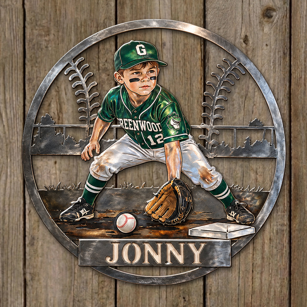 Custom Metal Sign For Softball/ Baseball Kid Or Any Sport - Personalized Baseball 3D Printed Cut Metal Sign