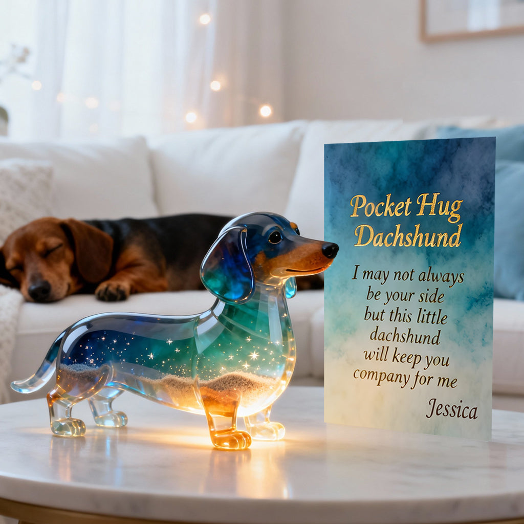 Ich bin immer bei dir – personalisierte Dackel-Taschenumarmungskarte