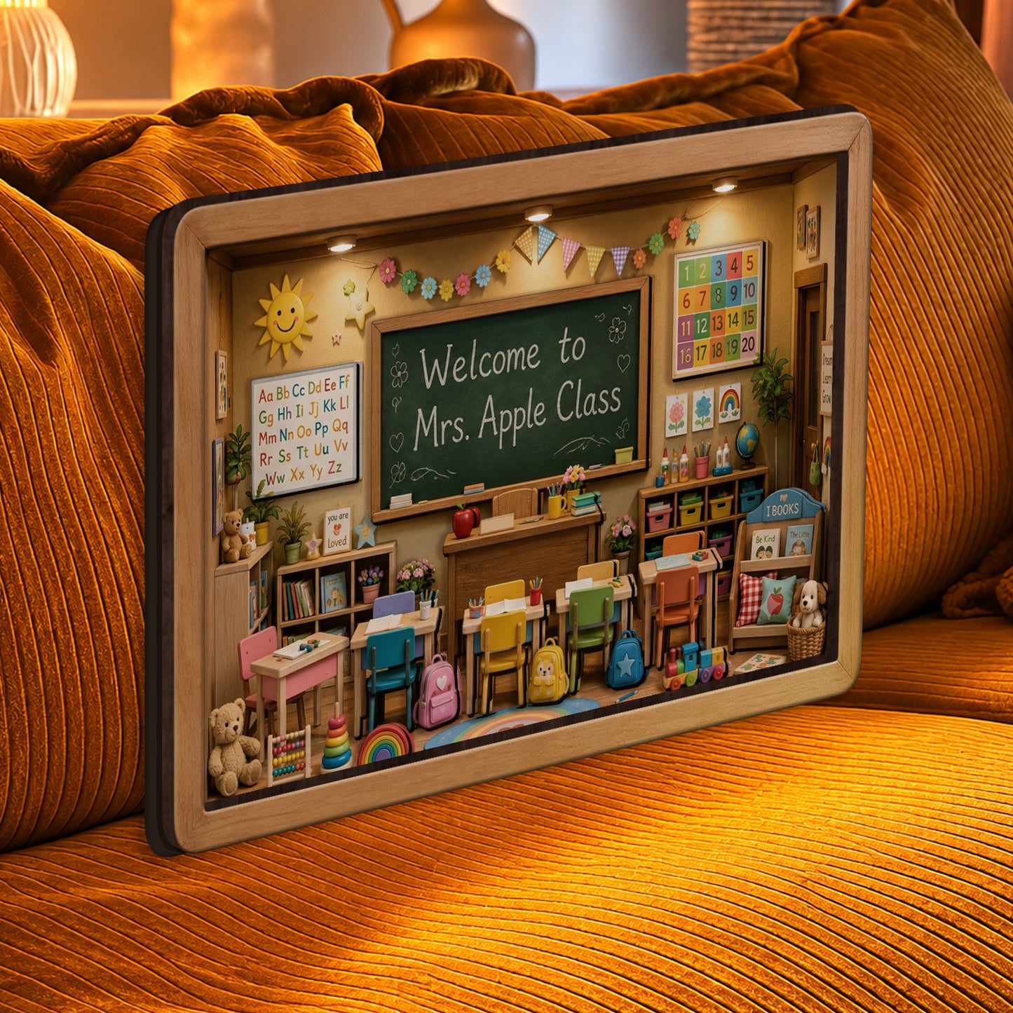 Back To School - Personalized Teacher Wooden Light Shadow Box