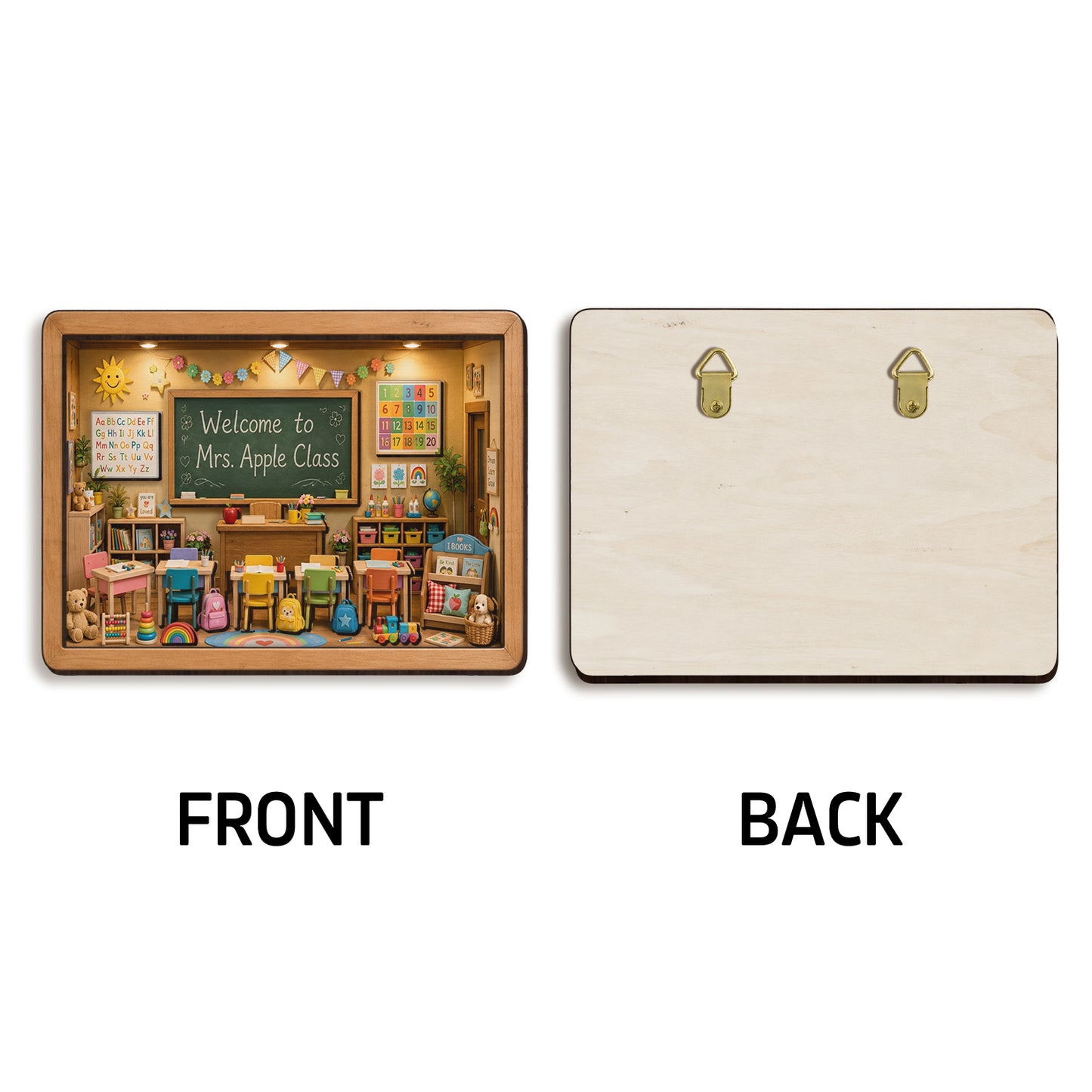 Back To School - Personalized Teacher Wooden Light Shadow Box
