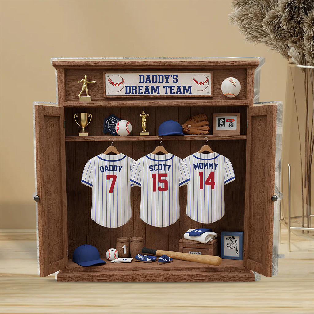 Dream Basball Team Gift For Dad, Grandpa - Personalized Father Custom Shaped Acrylic Plaque