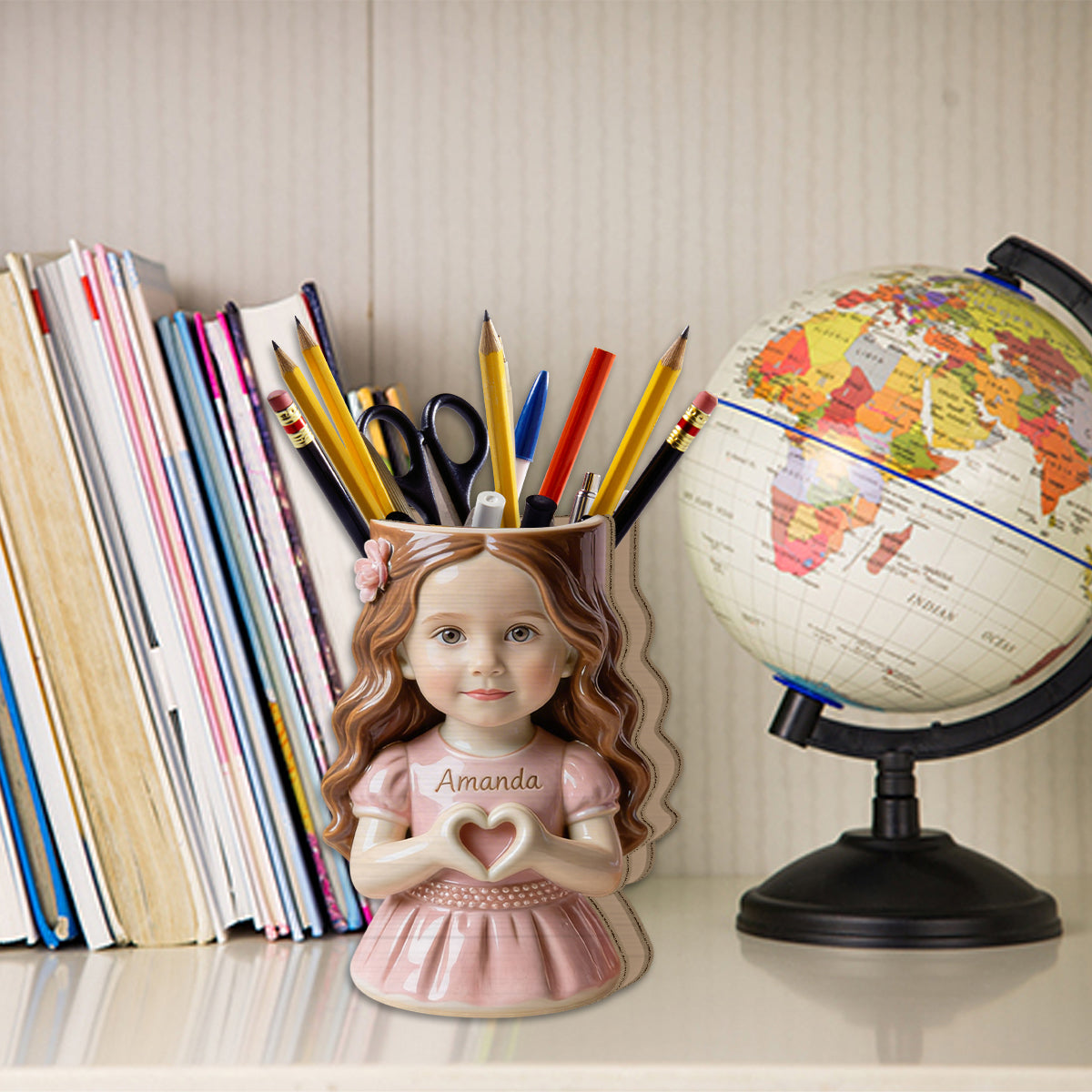 Any Kid Photo - Personalized Kid Wooden Desk Organizer