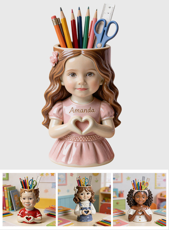 Any Kid Photo - Personalized Kid Wooden Desk Organizer