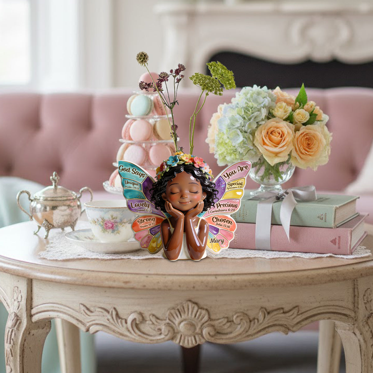 Dieu dit que tu es - Vase à fleurs en acrylique personnalisé de forme afro-américaine