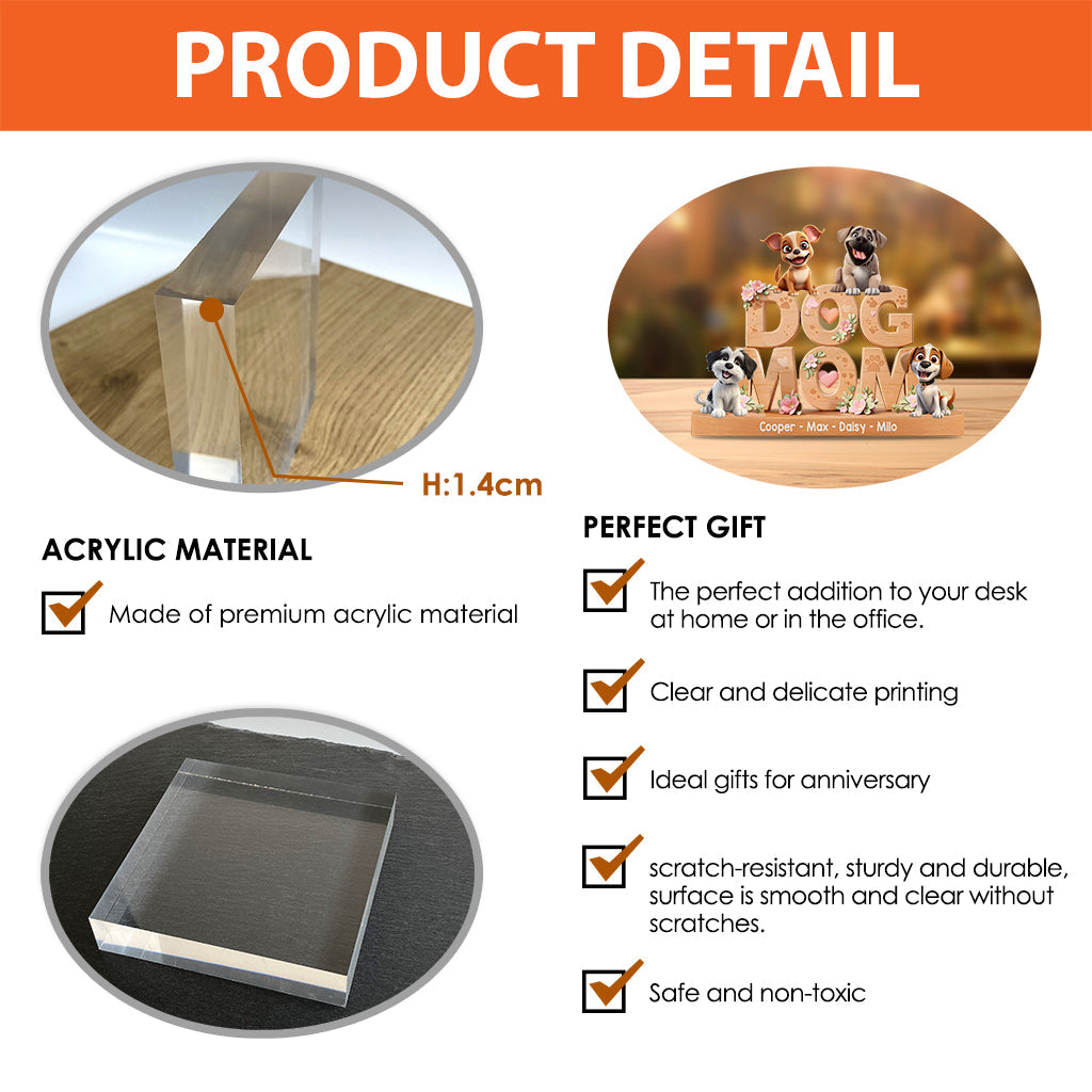 Dog Mom - Personalized Dog Custom Shaped Acrylic Plaque