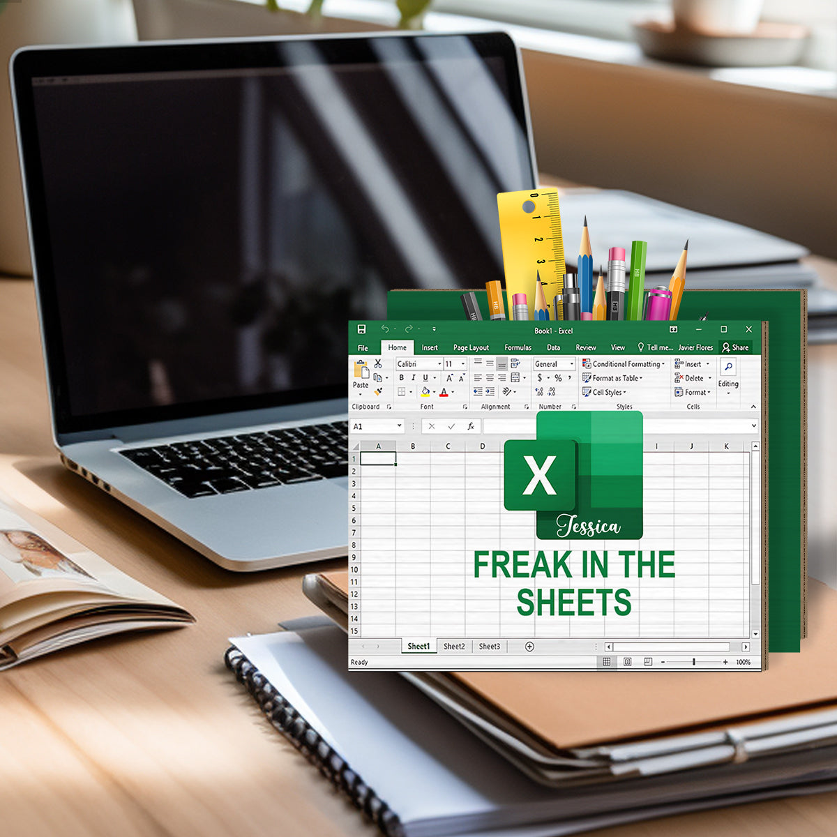 Freak In The Sheets - Personalized Colleague Wooden Pen Holder