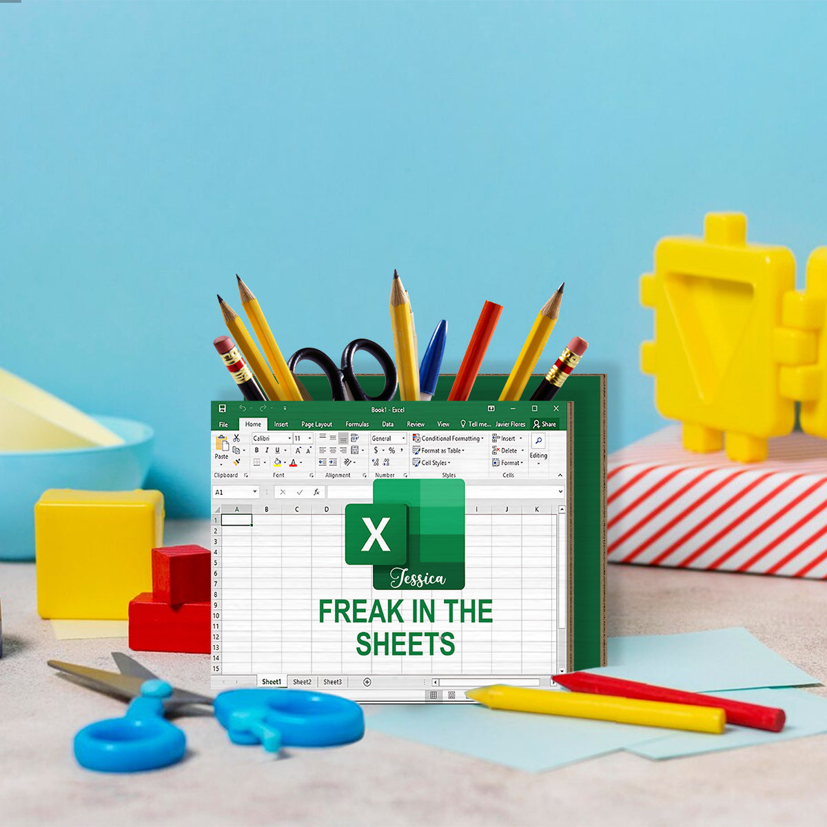 Freak In The Sheets - Personalized Colleague Wooden Pen Holder