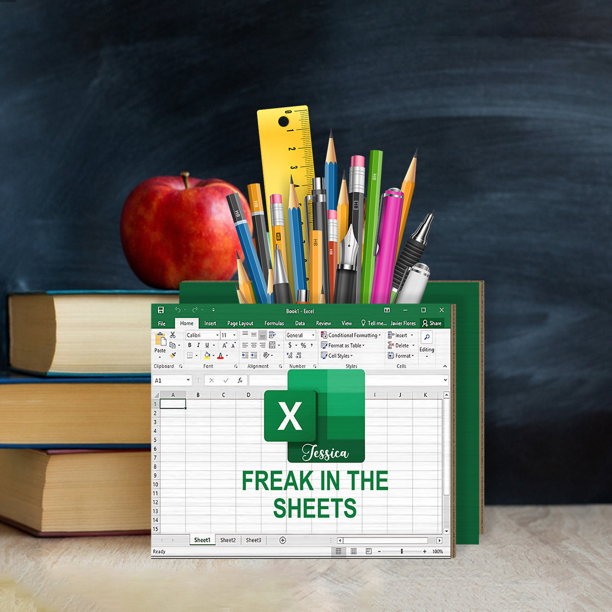 Freak In The Sheets - Personalized Colleague Wooden Pen Holder