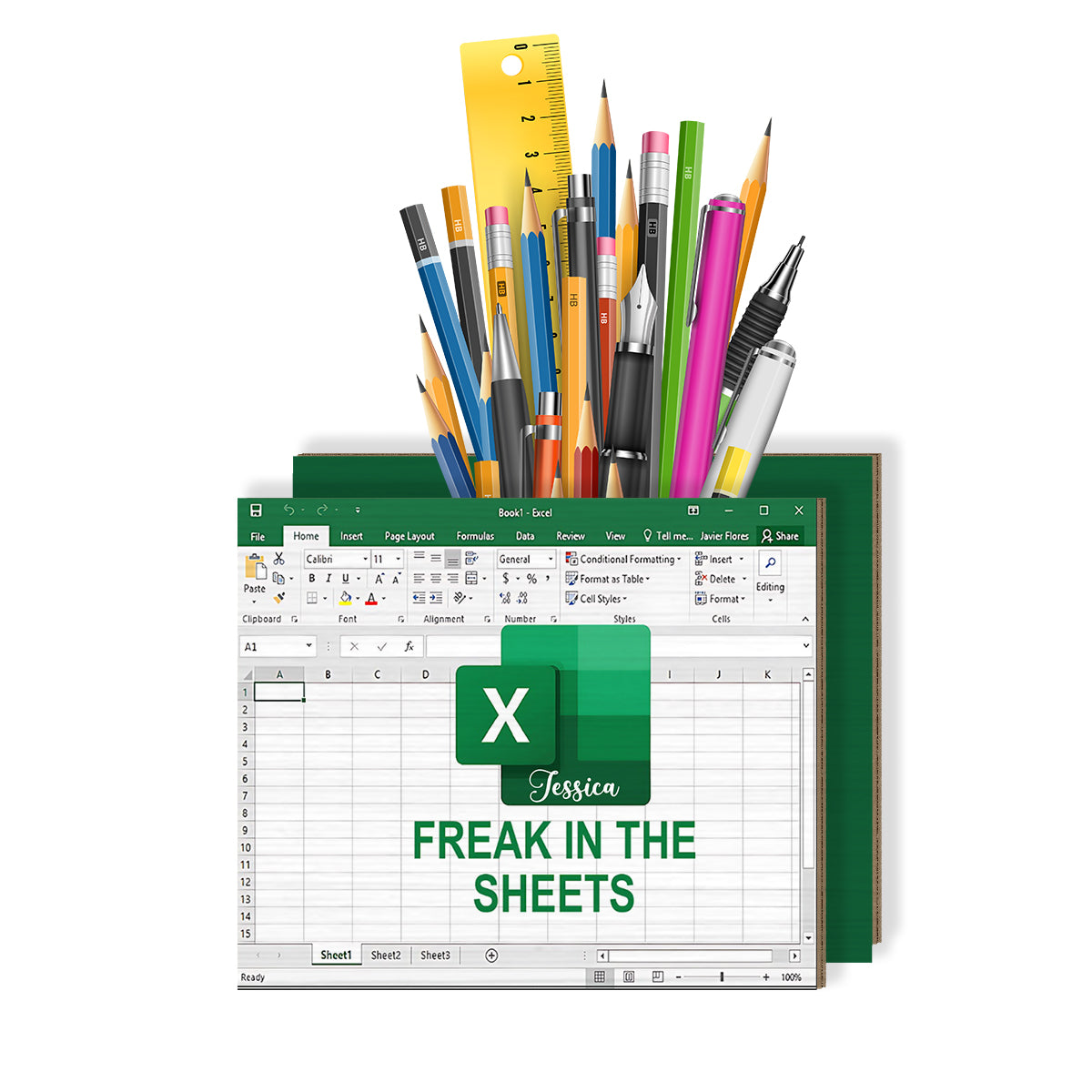 Freak In The Sheets - Personalized Colleague Wooden Pen Holder