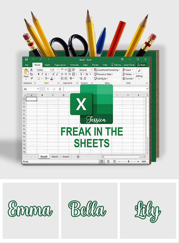 Freak In The Sheets - Personalized Colleague Wooden Pen Holder