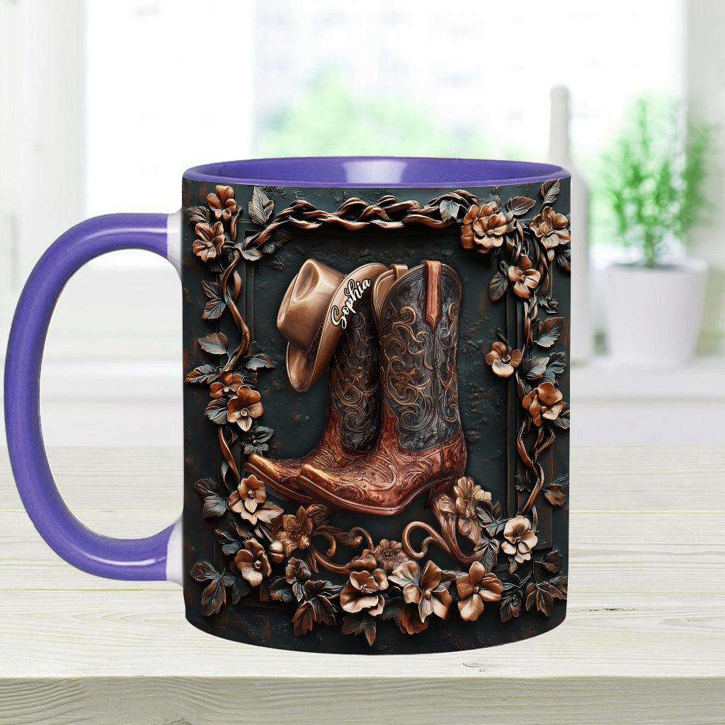 Cowgirl Boots - Personalized Cowgirl Accent Mug & Coaster