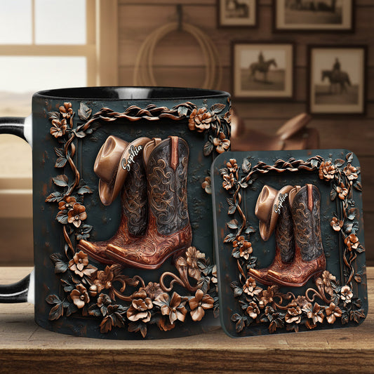 Cowgirl Boots - Personalized Cowgirl Accent Mug & Coaster