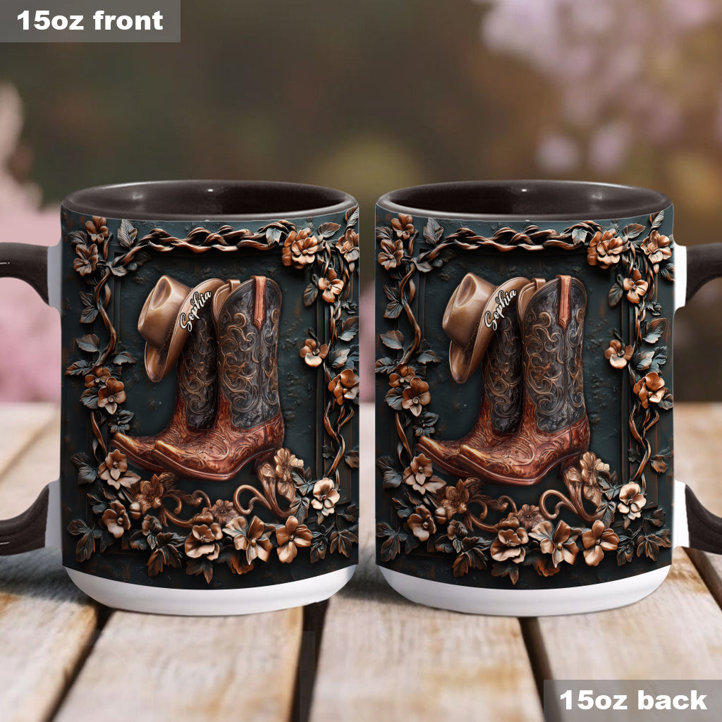 Cowgirl Boots - Personalized Cowgirl Accent Mug & Coaster