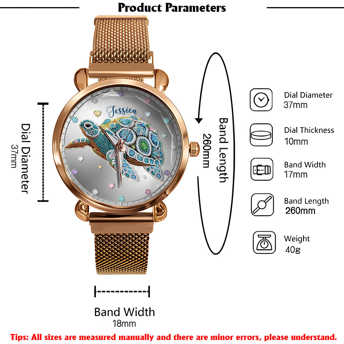 Beautiful Turtle - Personalized Turtle Women Hand Watch