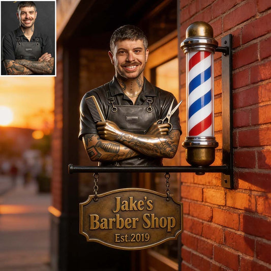 Panneau de Coiffure Signature - Panneau en Bois Personnalisé pour Coiffeur