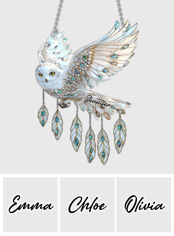 Snow Owl Dream - Personalized Owl Window Hanging Suncatcher Ornament