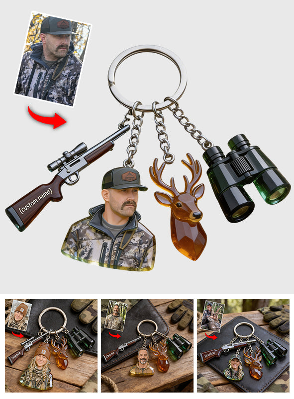 Custom Any Photo - Personalized Hunting Keychain With Charms