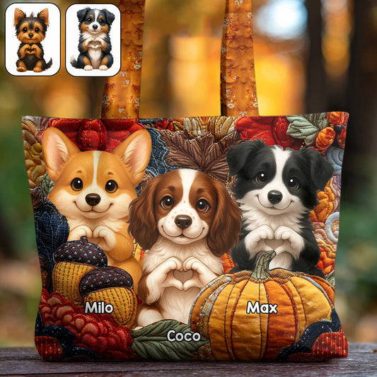 J'aime mon chien - Sac fourre-tout matelassé personnalisé pour chien