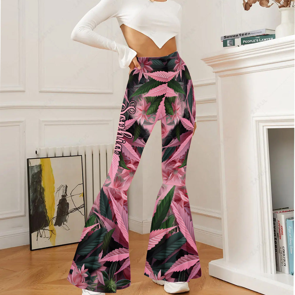 Stoner Chick - Personalized Weed Flare Leggings