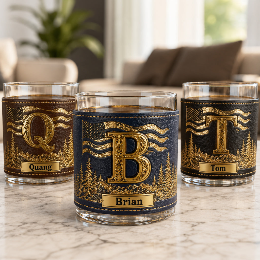 Personalisierte Whiskygläser für Liebhaber - Whiskyglas mit Lederhalter