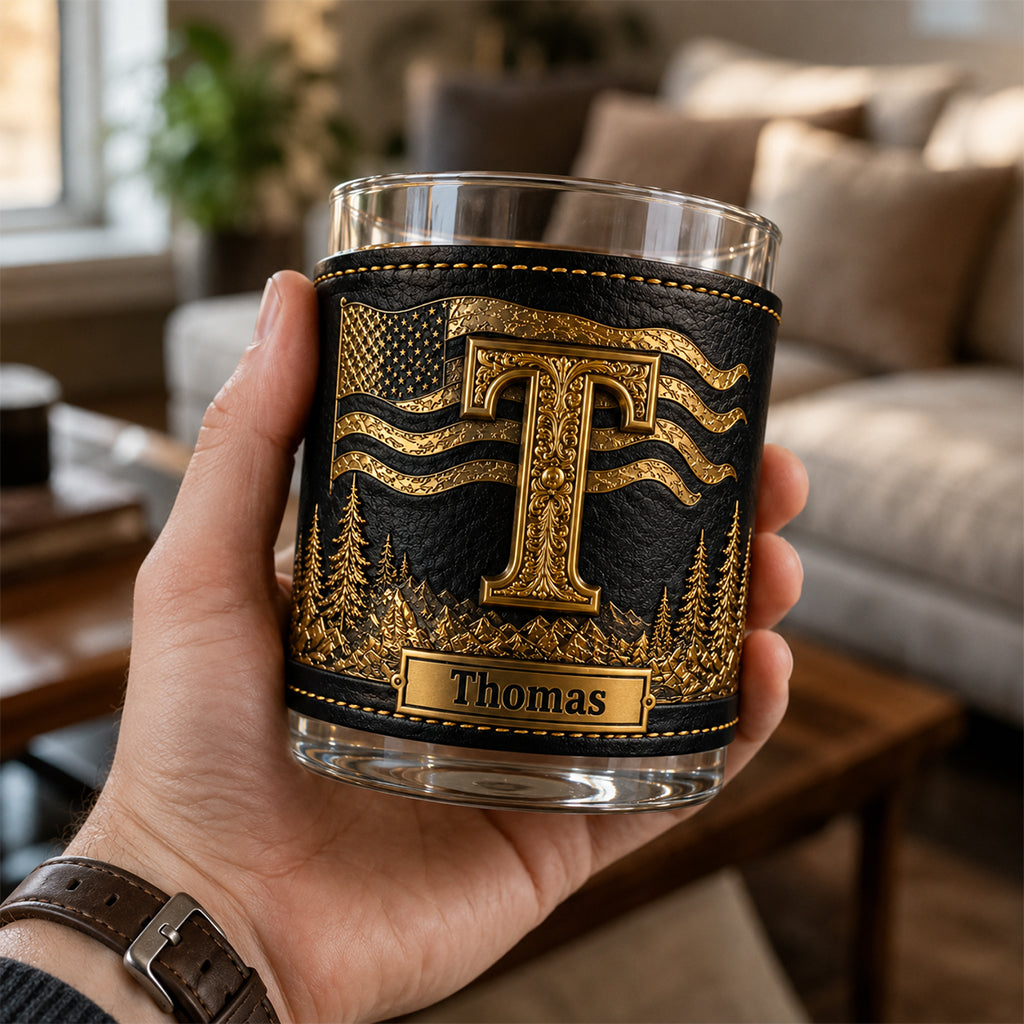 Personalisierte Whiskygläser für Liebhaber - Whiskyglas mit Lederhalter
