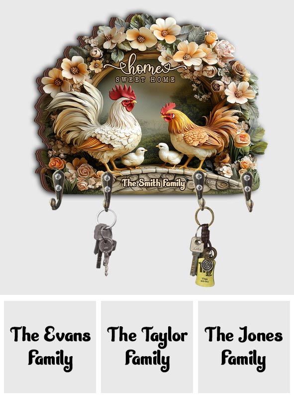 Home Sweet Home - Personalized Chicken Custom Shaped Key Rack