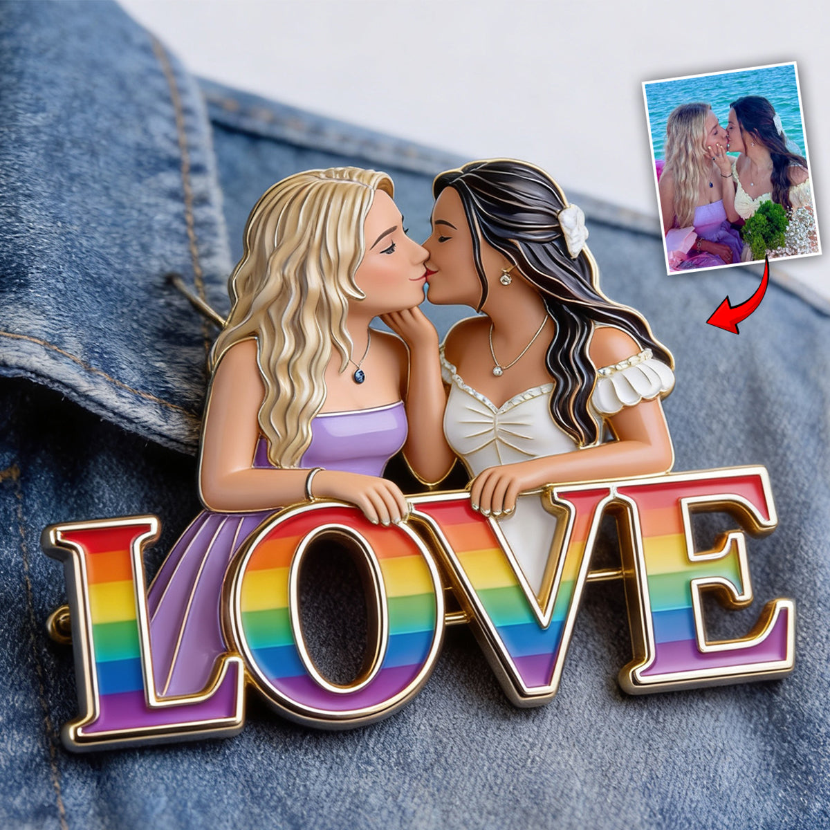 Individuelles Foto - Personalisierte LGBT Unterstützung 3D Prägeemblem
