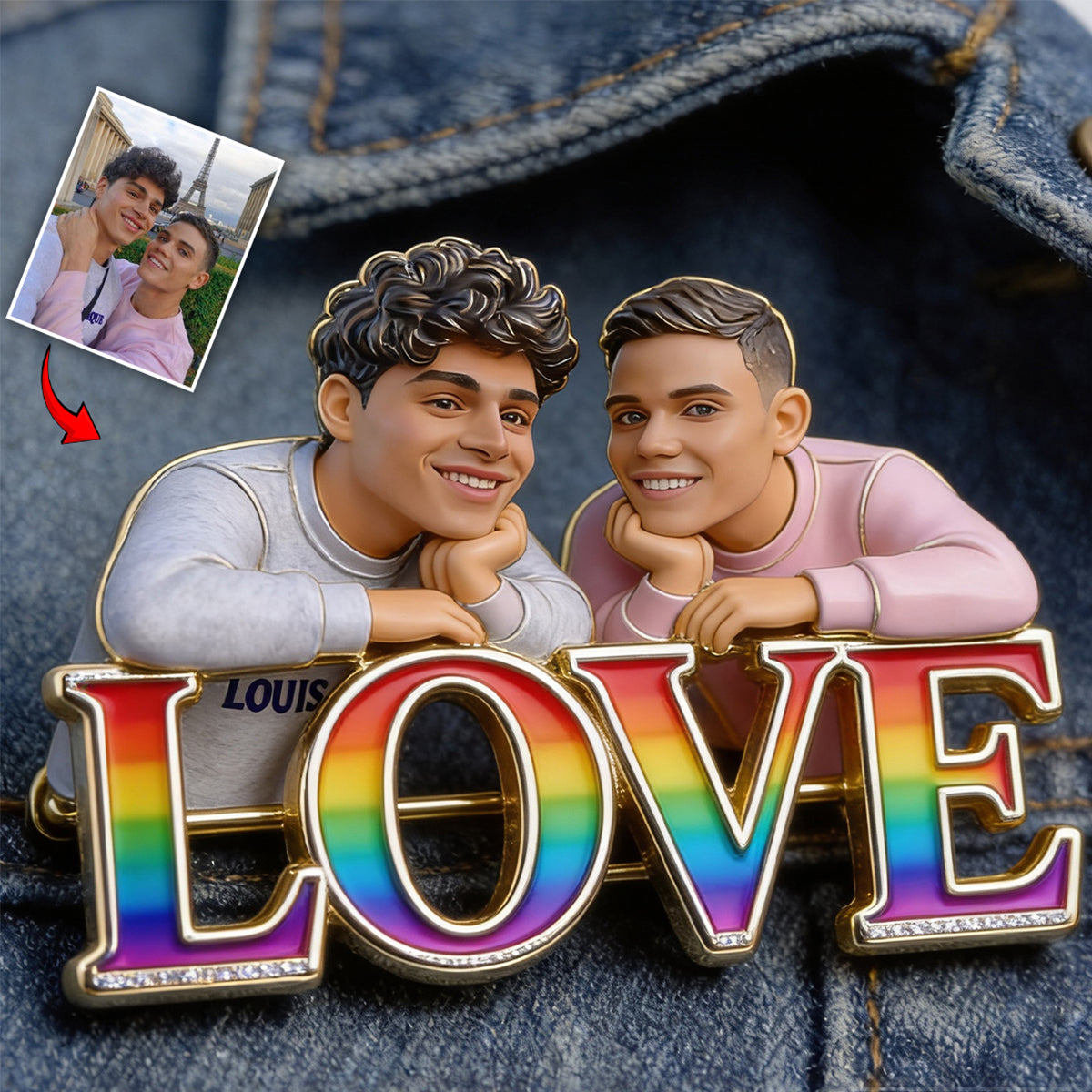 Individuelles Foto - Personalisierte LGBT Unterstützung 3D Prägeemblem
