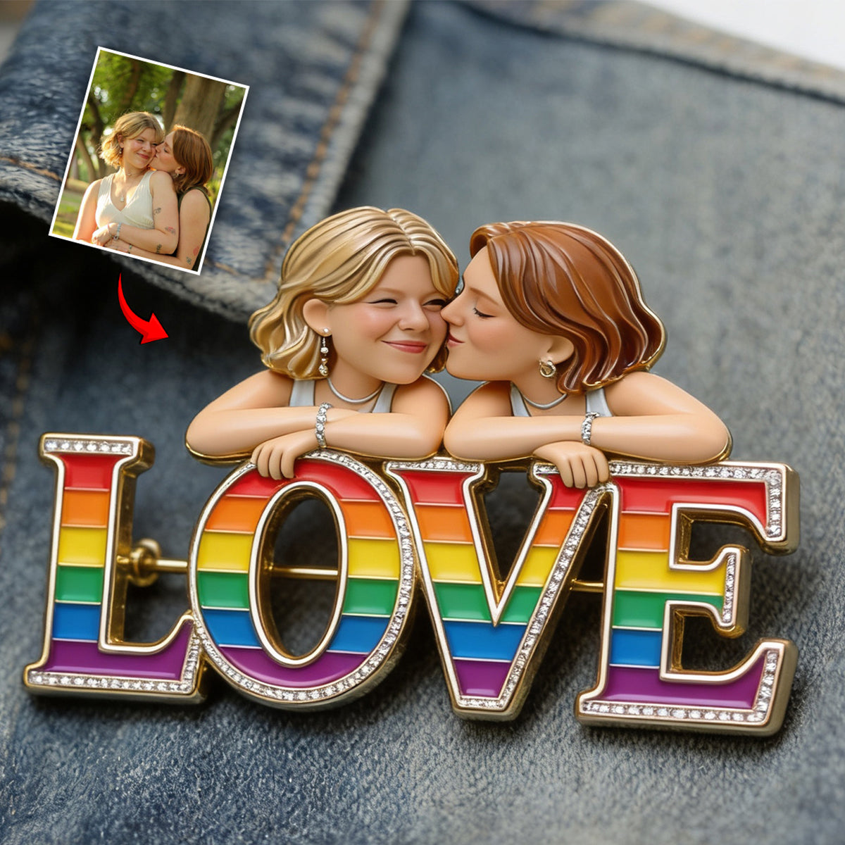 Individuelles Foto - Personalisierte LGBT Unterstützung 3D Prägeemblem