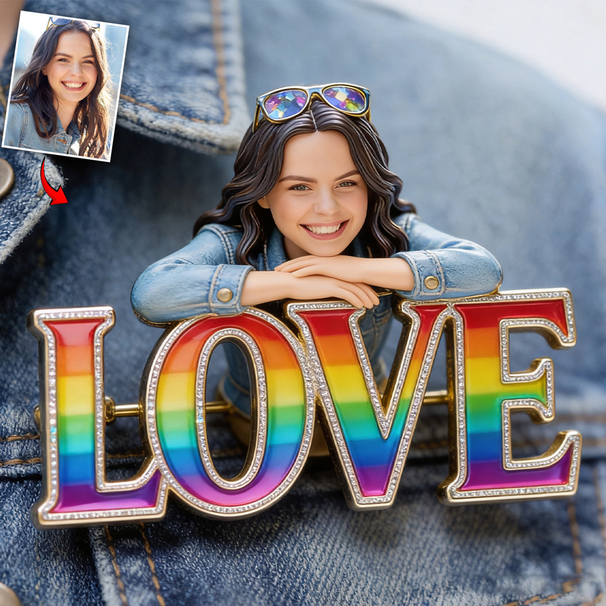 Individuelles Foto - Personalisierte LGBT Unterstützung 3D Prägeemblem