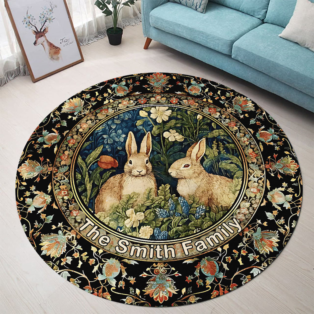 Willkommen in unserem schönen Zuhause – Personalisierter runder Familienteppich