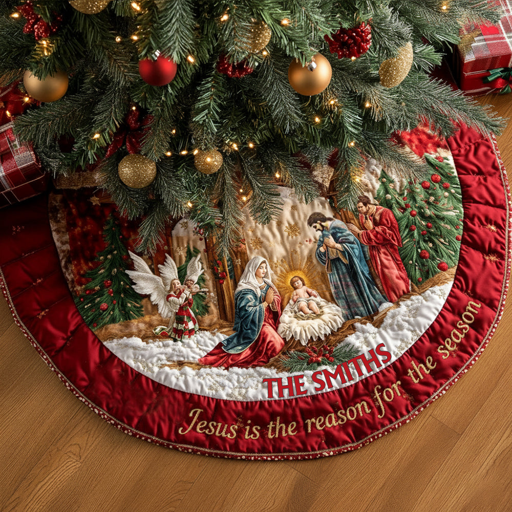 Jesus Is The Reason For The Season - Personalized Christian Tree Skirt - Personalized Christian Tree Skirt