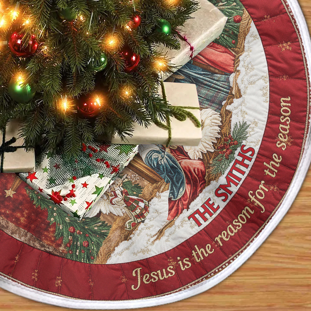 Jesus Is The Reason For The Season - Personalized Christian Tree Skirt - Personalized Christian Tree Skirt