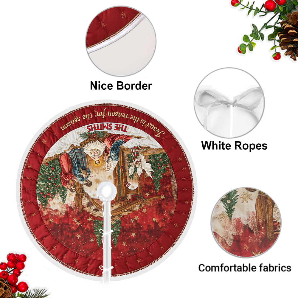 Jesus Is The Reason For The Season - Personalized Christian Tree Skirt - Personalized Christian Tree Skirt