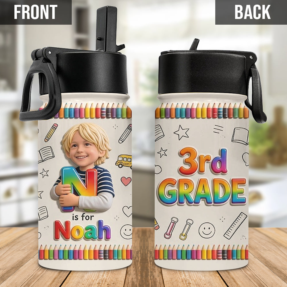 Back To School - Personalized Kid Kids Water Bottle
