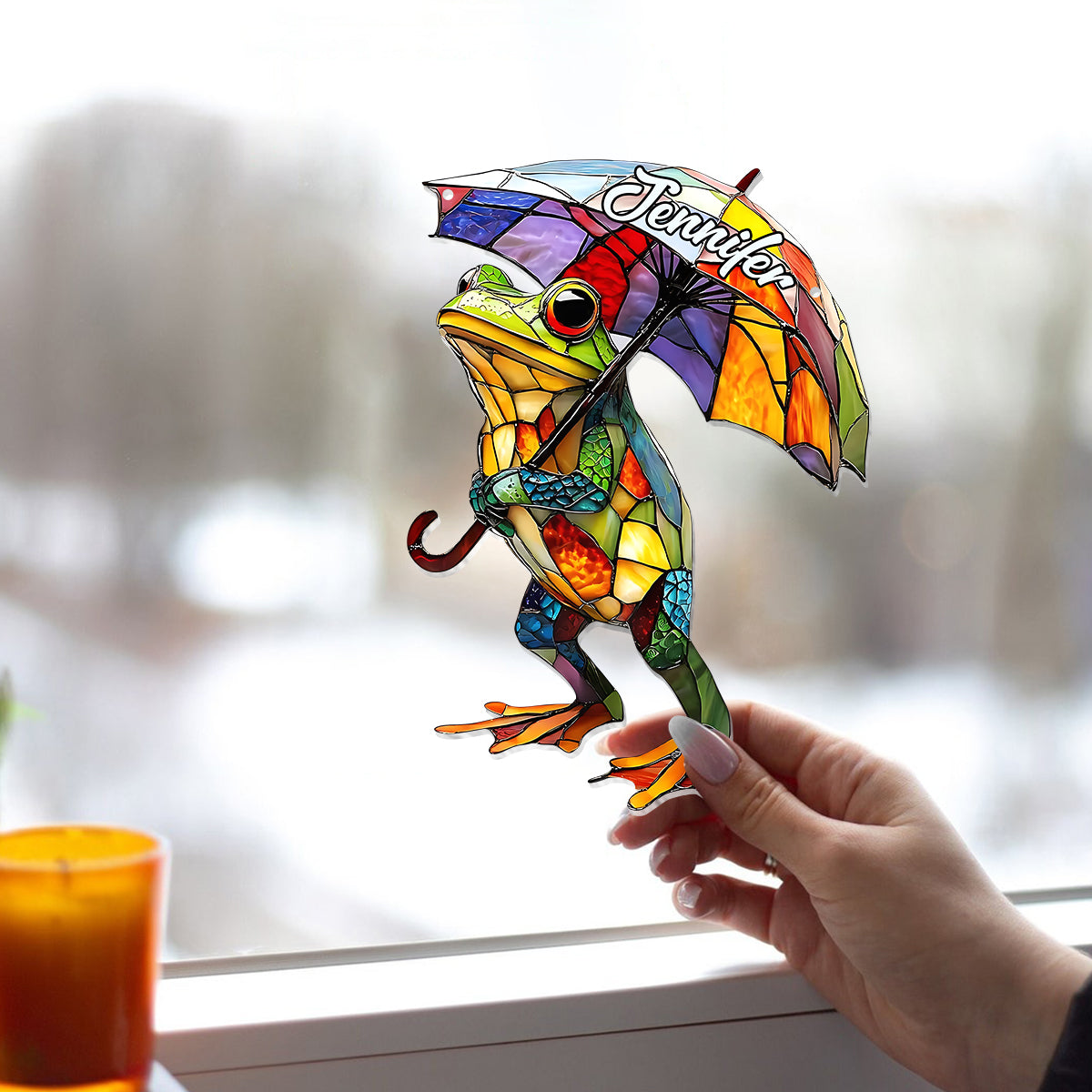 Niedlicher Frosch – Personalisierter Frosch-Fensterhänger als Sonnenfänger 