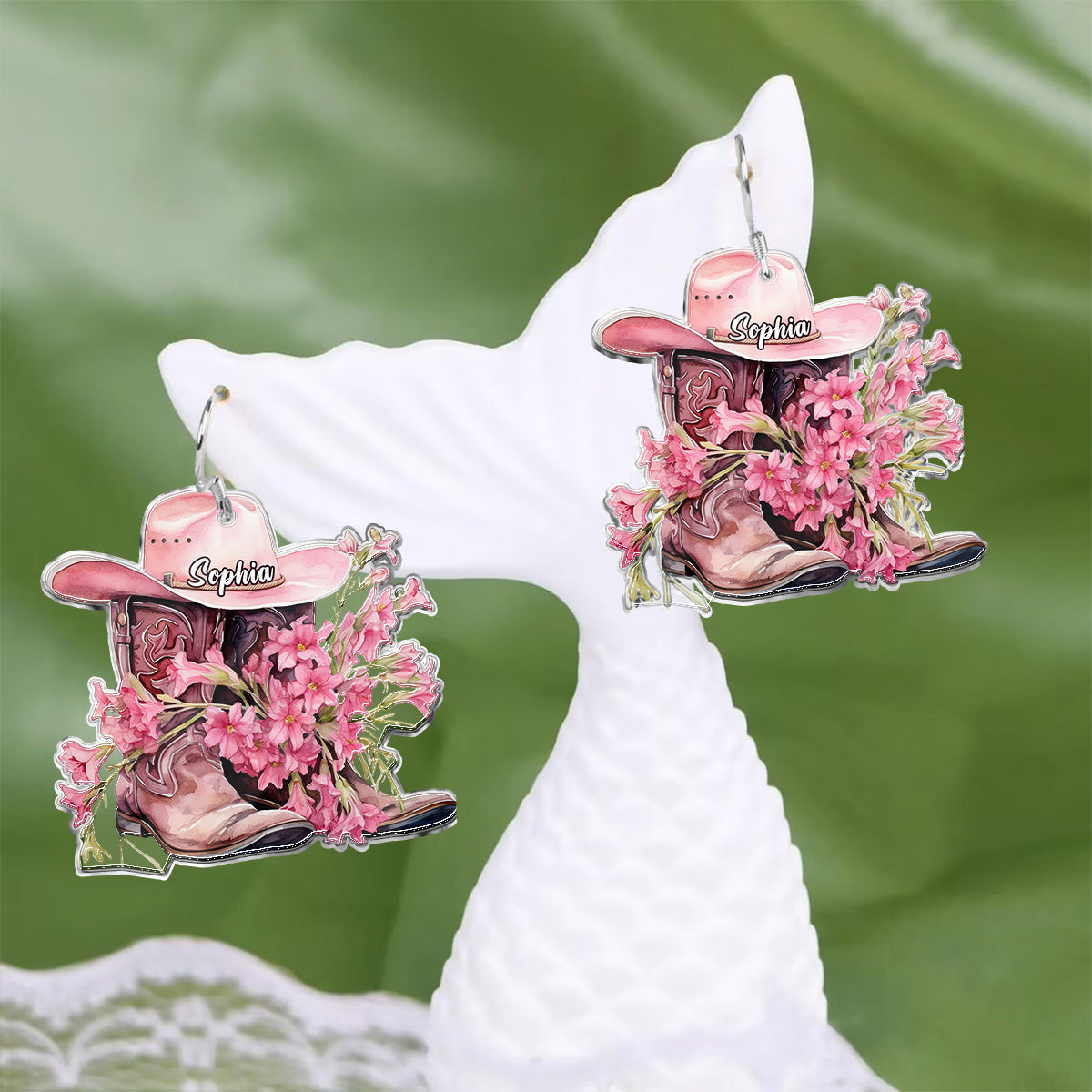 Bottes de cowgirl - Boucles d'oreilles de cowgirl personnalisées