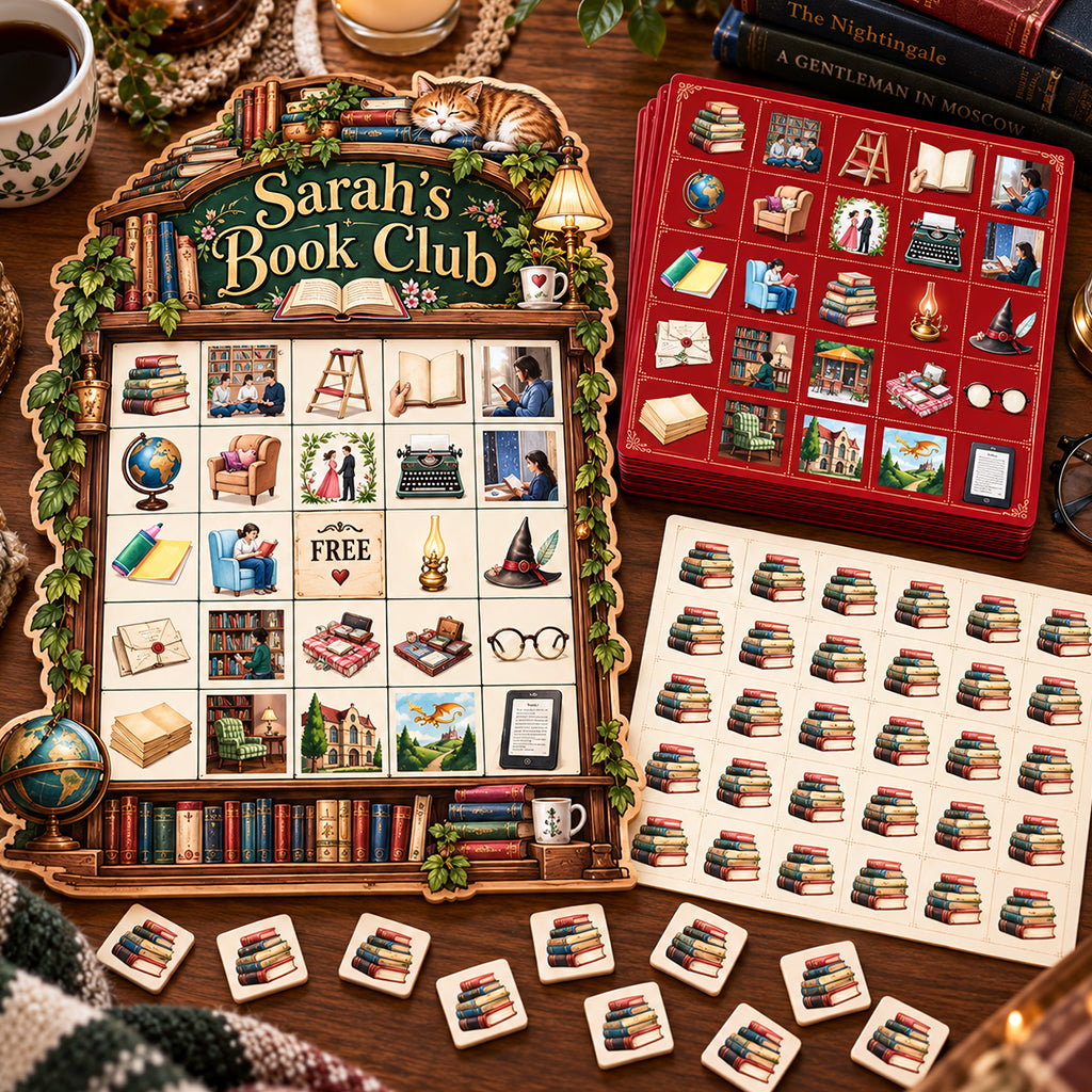 Reading Club Game - Personalized Book Bingo Card Set
