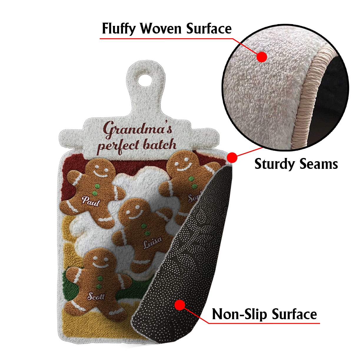 Grandma's Perfect Batch - Personalized Grandma Non-Slip Tufted Rug