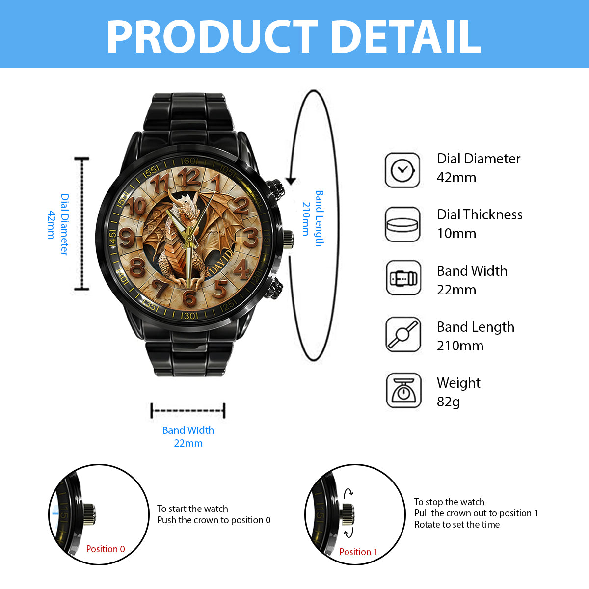 Brave Dragon - Personalized Dragon Hand Watch