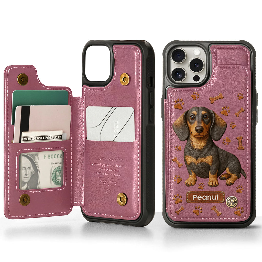 Love My Dog - Personalized Dachshund Wallet Phone Case