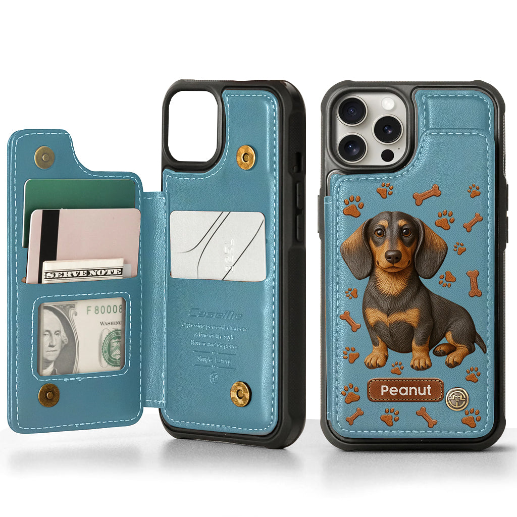 Love My Dog - Personalized Dachshund Wallet Phone Case