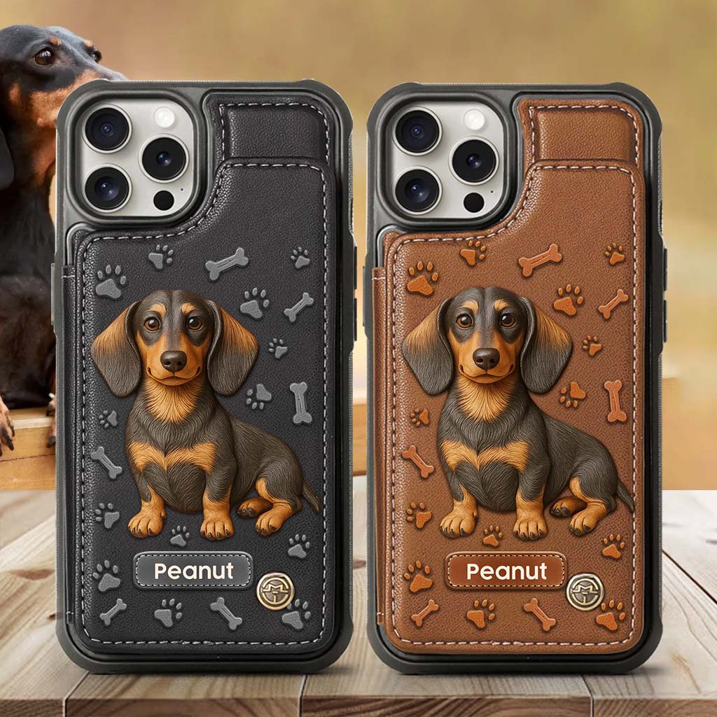 Love My Dog - Personalized Dachshund Wallet Phone Case