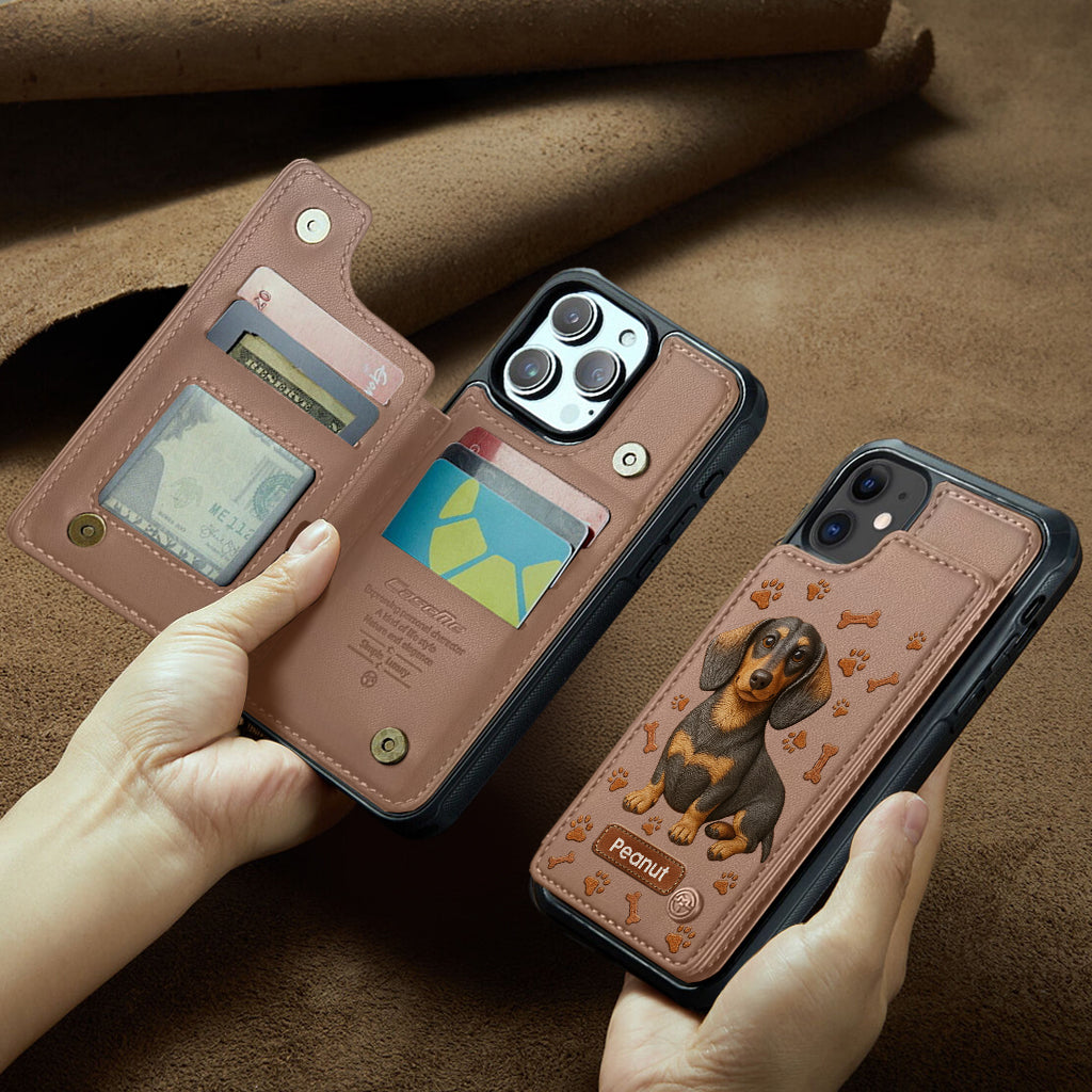 Love My Dog - Personalized Dachshund Wallet Phone Case