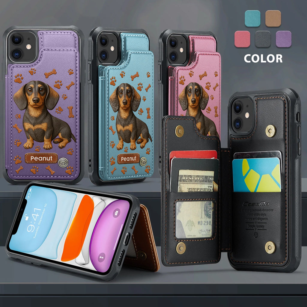 Love My Dog - Personalized Dachshund Wallet Phone Case