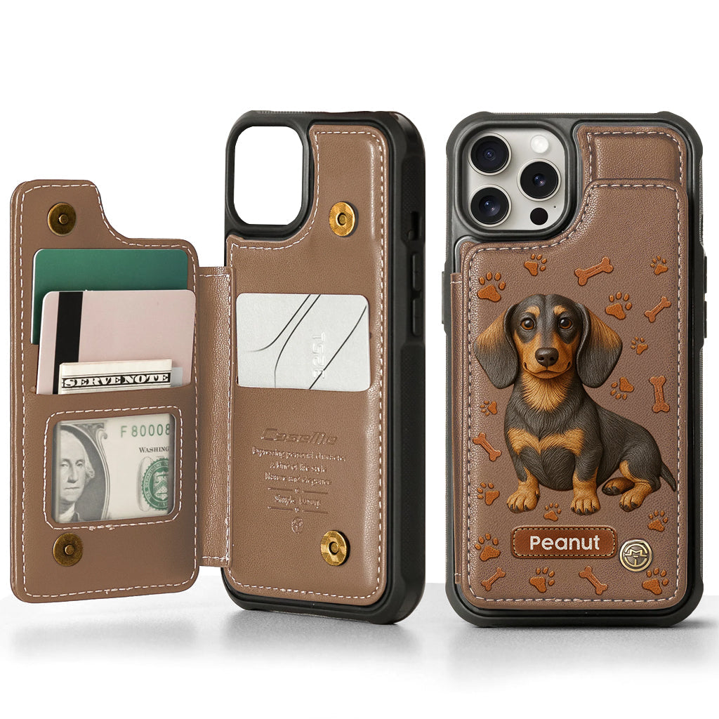 Love My Dog - Personalized Dachshund Wallet Phone Case
