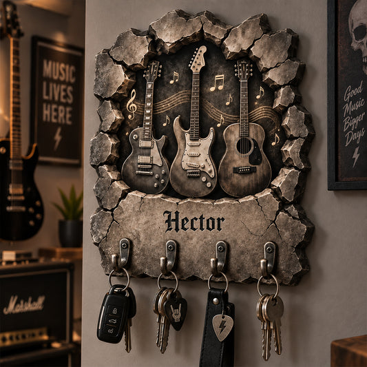 Guitar Lovers Gift - Personalized Guitar Custom Shaped Hanging Rack