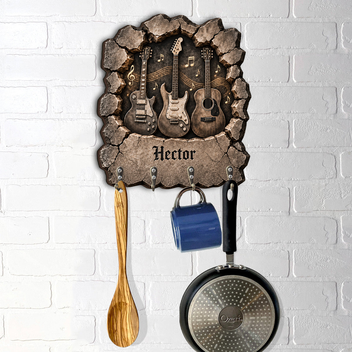 Guitar Lovers Gift - Personalized Guitar Custom Shaped Hanging Rack
